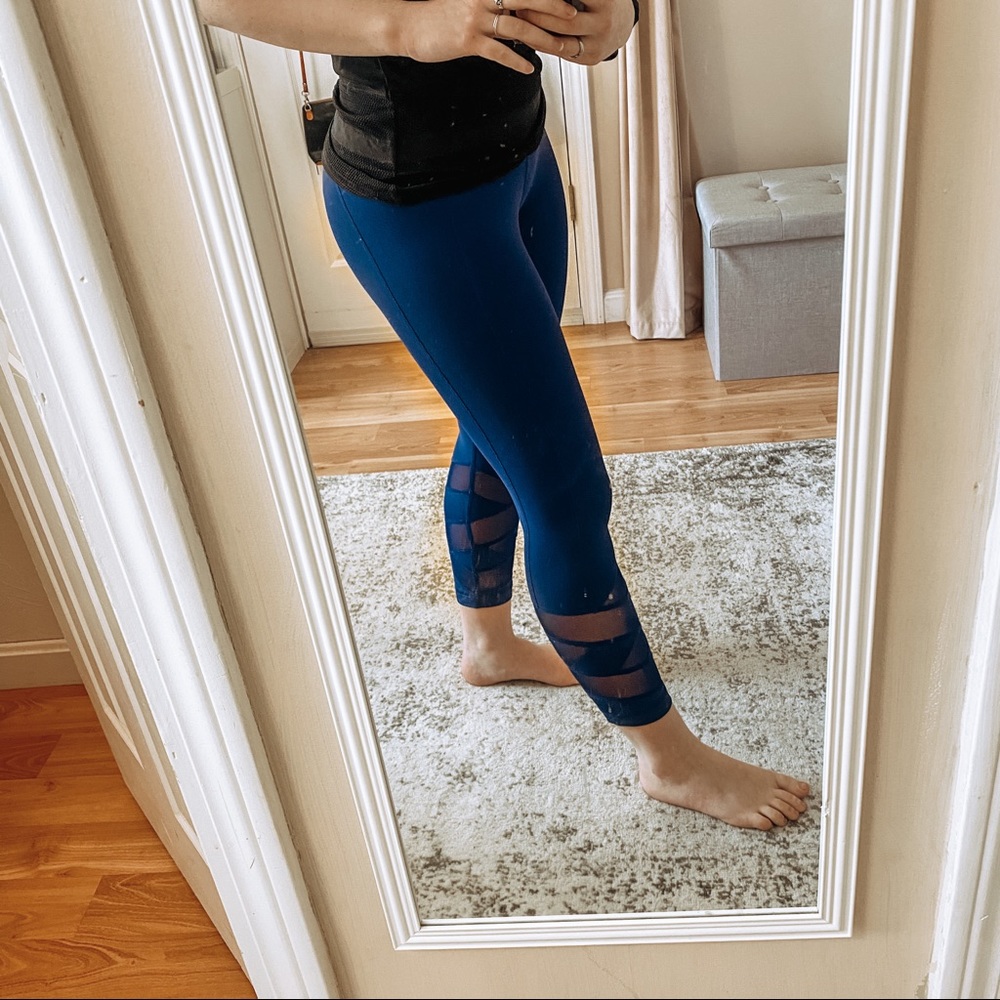 90 Degree Blue High Waisted 7/8 Ankle Leggings